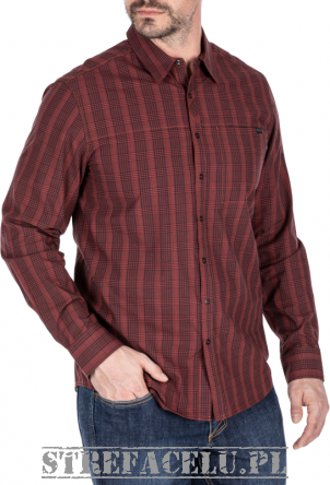 Men's Shirt, Manufacturer : 5.11, Model : Echo Long Sleeve Shirt, Color : Red Jasper Plaid
