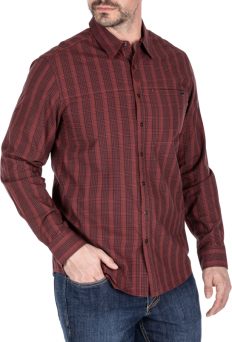Men's Shirt, Manufacturer : 5.11, Model : Echo Long Sleeve Shirt, Color : Red Jasper Plaid