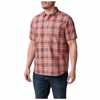 Men's Shirt, Manufacturer : 5.11, Model : Wyatt Short Sleeve Plaid, Color : Cordovan Red Plaid