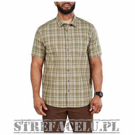 Men's Shirt, Manufacturer : 5.11, Model : Wyatt Short Sleeve Plaid, Color : Tank Green Plaid