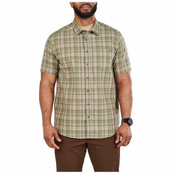 Men's Shirt, Manufacturer : 5.11, Model : Wyatt Short Sleeve Plaid, Color : Tank Green Plaid