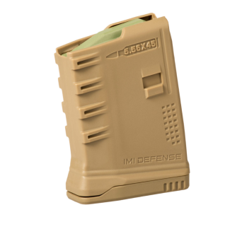 Polymer 2nd Generation Magazine, Manufacturer : IMI Defense (Israel), Compatibility : AR15/M16, Capacity : 10 rounds, Caliber : 5.56/.223Rem, Color : Desert Tan