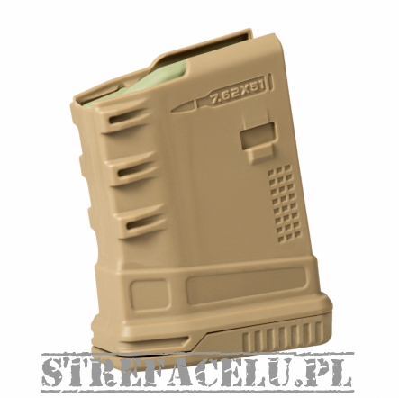 Polymer 2nd Generation Magazine, Manufacturer : IMI Defense (Israel), Compatibility : AR15/M16, Capacity : 10 rounds Limited To 3 rounds, Caliber : 7,62x51, Color : Desert Tan