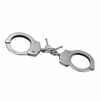 Steel handcuffs chained - nickel