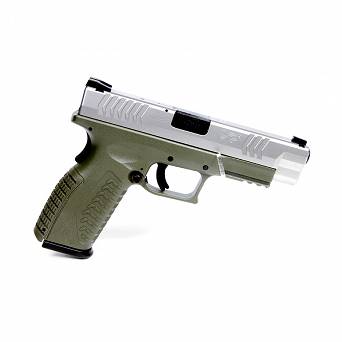 Pistol by XDM, Model : 4,5`` Color: Silver-green  // .9 PARA
