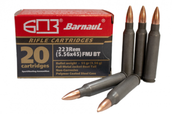 Cartridge 223Rem (5.56 x 45), Type : FMJ, Manufacturer : Barnaul, Weight : 62gr