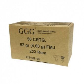 Ammunition .223 Remington, Type : FMJ , Manufacturer : GGG (Lithuania), Weight : 62gr