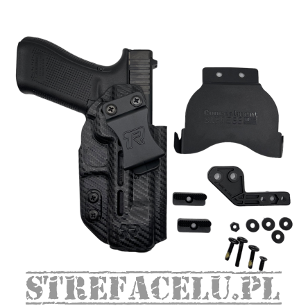 IWB/OWB Glock Holster, Manufacturer : Concealment Express (Rounded Gear), Model : Druid Glock MOS, Color : Carbon