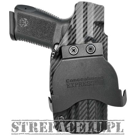 OWB Holster, Compatibility : Canik TP9SF/Elite, Manufacturer : Concealment Express, Material : Kydex, For Persons : Left Handed, Finish : Carbon