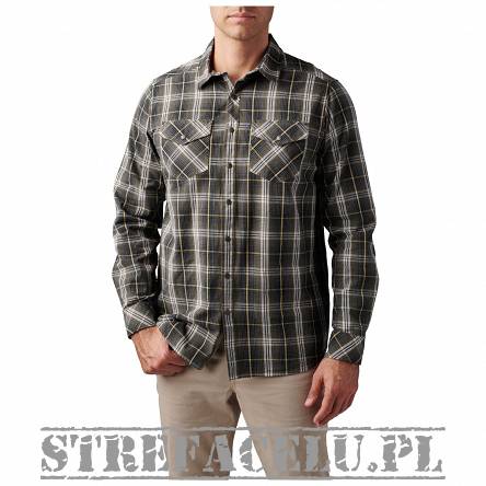 Men's Shirt, Manufacturer : 5.11, Model : Gunner Plaid Long Sleeve Shirt, Color : Ranger Green Plaid