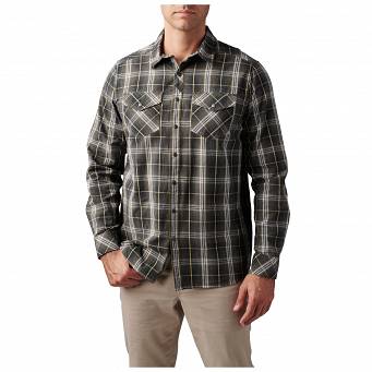 Men's Shirt, Manufacturer : 5.11, Model : Gunner Plaid Long Sleeve Shirt, Color : Ranger Green Plaid