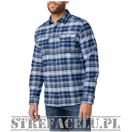 Men's Shirt, Manufacturer : 5.11, Model : Lester Long Sleeve Shirt, Color : Pacific Navy Plaid