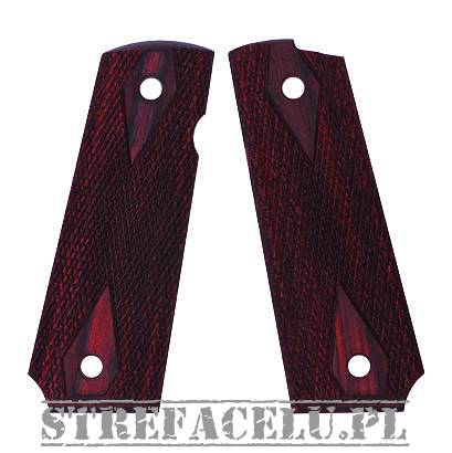 BUL 1911 Ultra / Officer Wood Grips - Checkered Diamond Red #30504