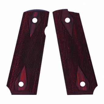 BUL 1911 Ultra / Officer Wood Grips - Checkered Diamond Red #30504
