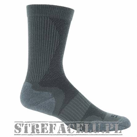 Men's Socks by 5.11, Model : SLIP STREAM Crew SOCK, Color: GUN METAL GREY