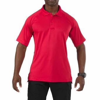 Men's Polo, Manufacturer : 5.11, Model : Performance Short Sleeve Polo, Color : Range Red