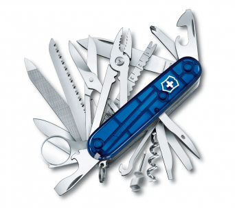 Victorinox SwissChamp pocket knife, 91mm, Celidor, transparent blue