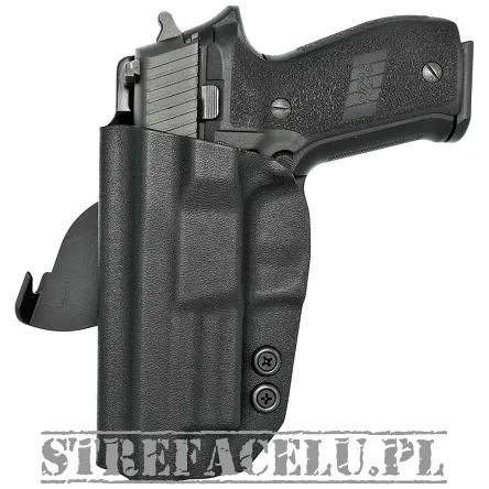 Left external holster for Sig Sauer P220 pistol with rail, LH OWB kydex, color: black