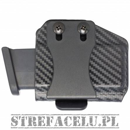 Horizontal Pouch, OWB, Compatibility : 9mm/40SW Single Stack Magazine, Manufacturer : Concealment Express, Material : Kydex, For Persons : Right Handed + Left Handed, Finish : Carbon