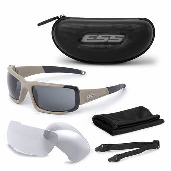 ESS CDI MAX Ballistic Glasses - Terrain Tan - Clear / Smoke - 740-0457