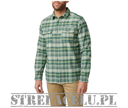 Men's Shirt, Manufacturer : 5.11, Model : Lester Long Sleeve Shirt, Color : Trekking Green Plaid