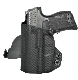 OWB Holster, Compatibility : Sig Sauer P365 with Lima, Manufacturer : Concealment Express, Material : Kydex, For Persons : Left Handed, Finish : Carbon