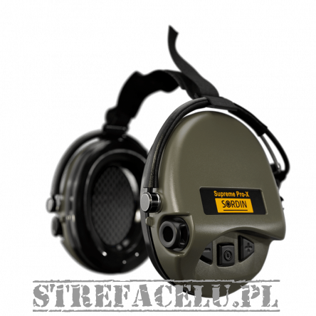 Headphones With Active Noise Canceling, Manufacturer : Sordin (Sweden), Model : Supreme Pro-X Neckband (Gel Pads), Color : Green