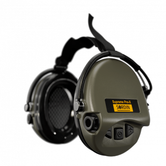 Headphones With Active Noise Canceling, Manufacturer : Sordin (Sweden), Model : Supreme Pro-X Neckband (Gel Pads), Color : Green