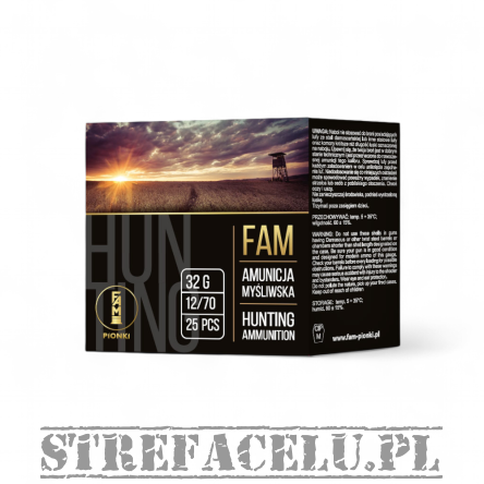 Amunicja śrutowa-myśliwska FAM 32g 6-2,50mm (1op = 25szt)  // 12/70 - FAM PIONKI