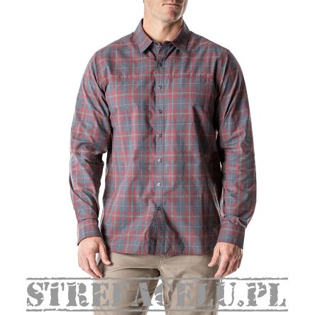 Men's Shirt, Manufacturer : 5.11, Model : Igor Plaid Long Sleeve Shirt, Color : Red Brbn Plaid