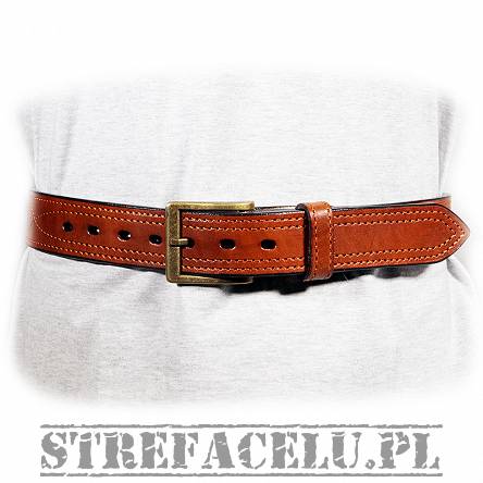 Leather belt, stiff to carry weapons - brown size M (100cm)