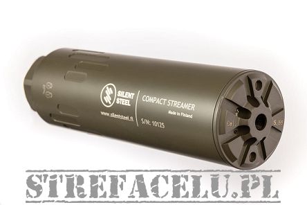 Suppressor, Manufacturer : SilentSteel (Finland), Model : Compact Streamer, Caliber : .223/5.56, Color : ODG