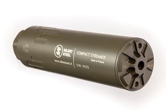 Suppressor, Manufacturer : SilentSteel (Finland), Model : Compact Streamer, Caliber : .223/5.56, Color : ODG