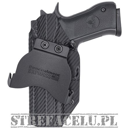 OWB Holster, Compatibility :IWI Jericho 941 FS9 Steel Frame Mid Size, Manufacturer : Concealment Express, Material : Kydex, For Persons : Right Handed, Finish : Carbono 941 FS9 stalowy szkielet Mid Size, RH OWB kydex, kolor: carbon