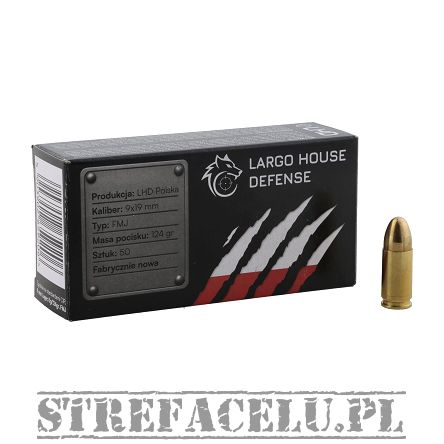 Amunicja Largo House Defense (LHD) FMJ 8g/124gr - (opak. 50 szt.) // 9x19