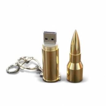 Bullet-Shaped Flash Drive, Memory : 16GB, Color : Gold