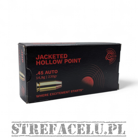 JHP 14.9G // .45 AUTO ammunition, Manufacturer : Geco 