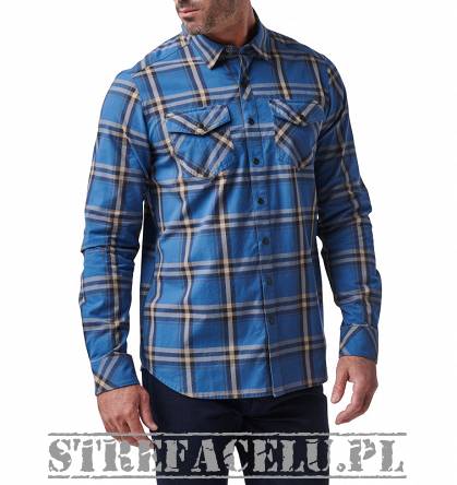 Men's Shirt, Manufacturer : 5.11, Model : Gunner Plaid Long Sleeve Shirt, Color : Cblt Blu Plaid