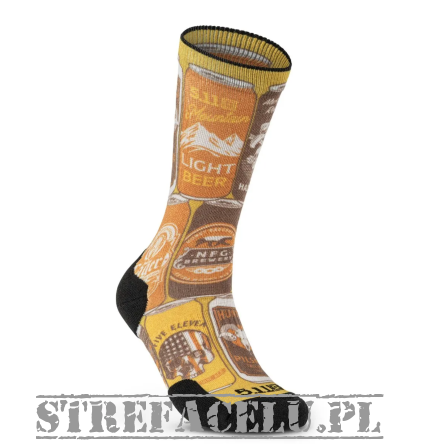 Socks, Manufacturer : 5.11, Model : Sock & Awe 99 Beers Sock, Color : Battle Brown