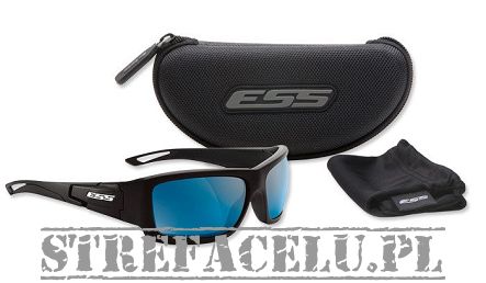 Ballistic Glasses, Manufacturer : ESS, Model : Credence (EE9015-08), Frame Color : Black, Glasses : Reflective Blue