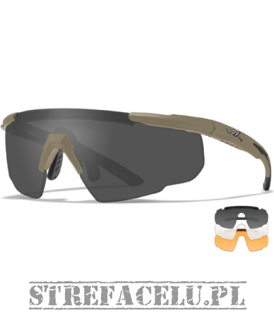 Okulary WileyX Saber Adv. Smoke / Clear  / Rust Lens 308T / Matte Tan Frame