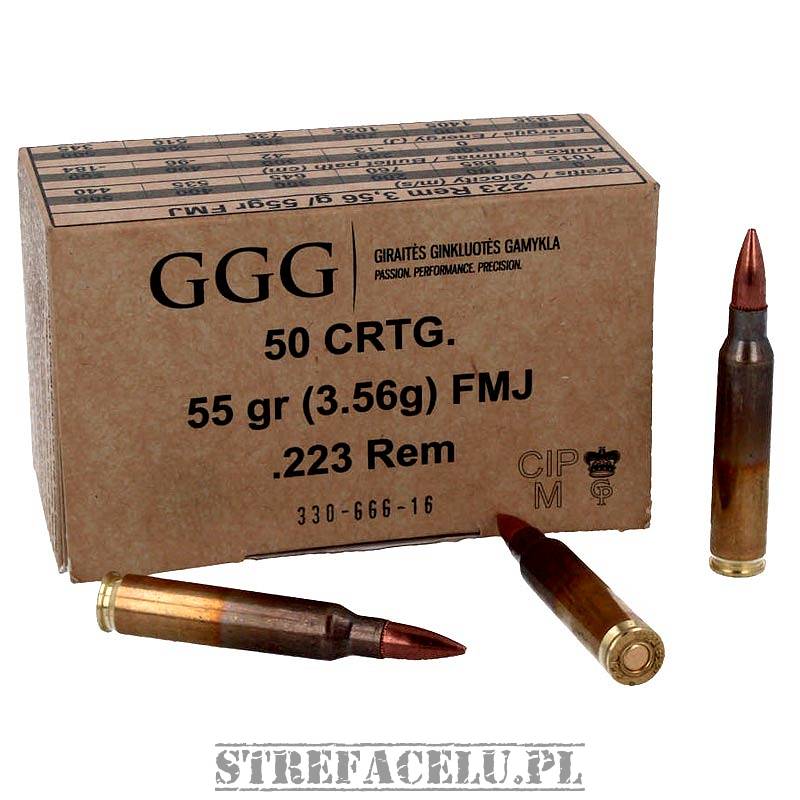 Munitions GGG 223 Remington 55gr FMJ - Caisse Militaire de 1000