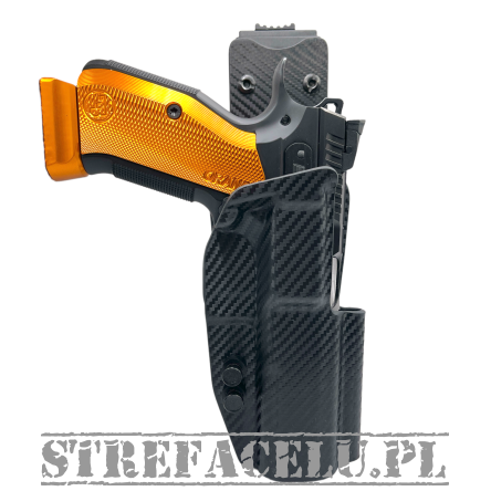 OWB Competition Holster With Belt Mount, Compatibility : Cz Shadow 2, Manufacturer : Concealment Express, Material : Kydex, For Persons : Right Handed, Finish : Carbon
