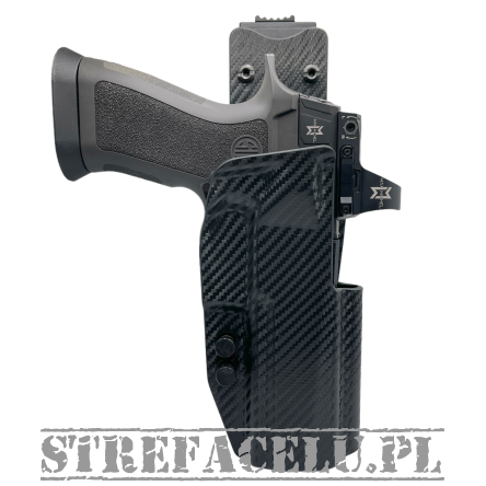 OWB Competition Holster With Belt Mount, Compatibility : P320 XFive Legion, Manufacturer : Concealment Express, Material : Kydex, For Persons : Right Handed, Finish : Carbon