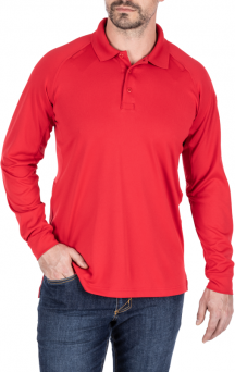 Men's Polo, Manufacturer : 5.11, Model : Performance Long Sleeve Polo, Color : Range Red