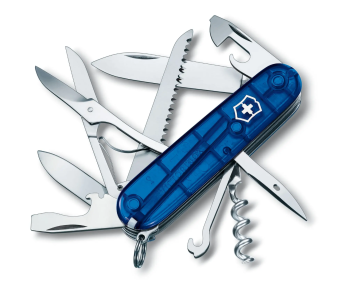 Victorinox Huntsman, Medium Pocket Knife For Hunting - Transparent Blue