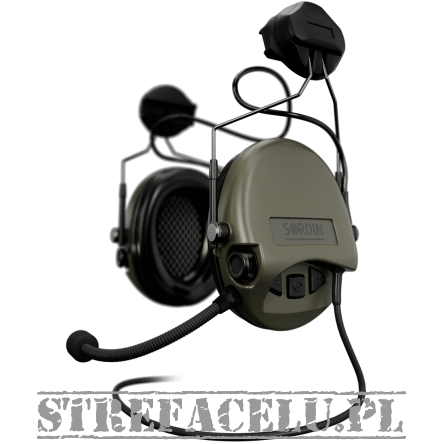 Słuchawki Sordin Supreme Mil CC montaż na hełm ARC, TP120 - aktywne ochroniki słuchu z komunikacją  - 72332-06-S