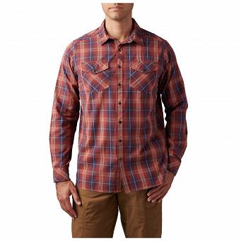 Men's Shirt, Manufacturer : 5.11, Model : Gunner Plaid Long Sleeve Shirt, Color : Ox Blood Plaid