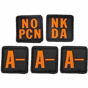 Set of A- Patches, Manufacturer : 5.11, Model : Blood Type Patch Kit A Negative, Color : Multi