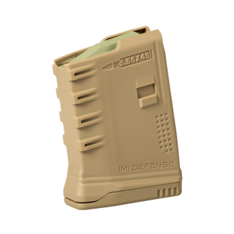 Polymer 2nd Generation Magazine, Manufacturer : IMI Defense (Israel), Compatibility : AR15/M16, Capacity : 10 rounds Limited To 3 rounds, Caliber : 5.56/.223Rem, Color : Desert Tan